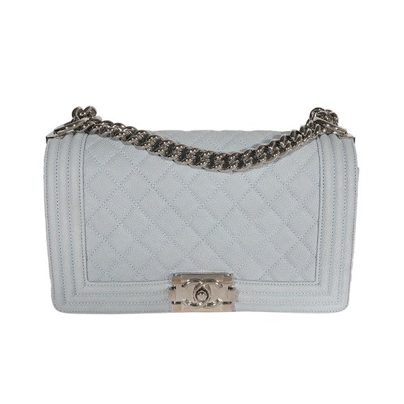 Chanel Light Blue Quilted Washed Caviar Old Medium Boy Bag - Picture 1 of 6